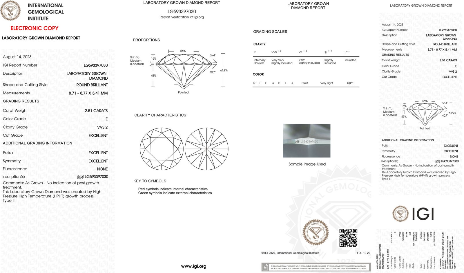 2.51ct E VVS2 round cut lab grown diamond