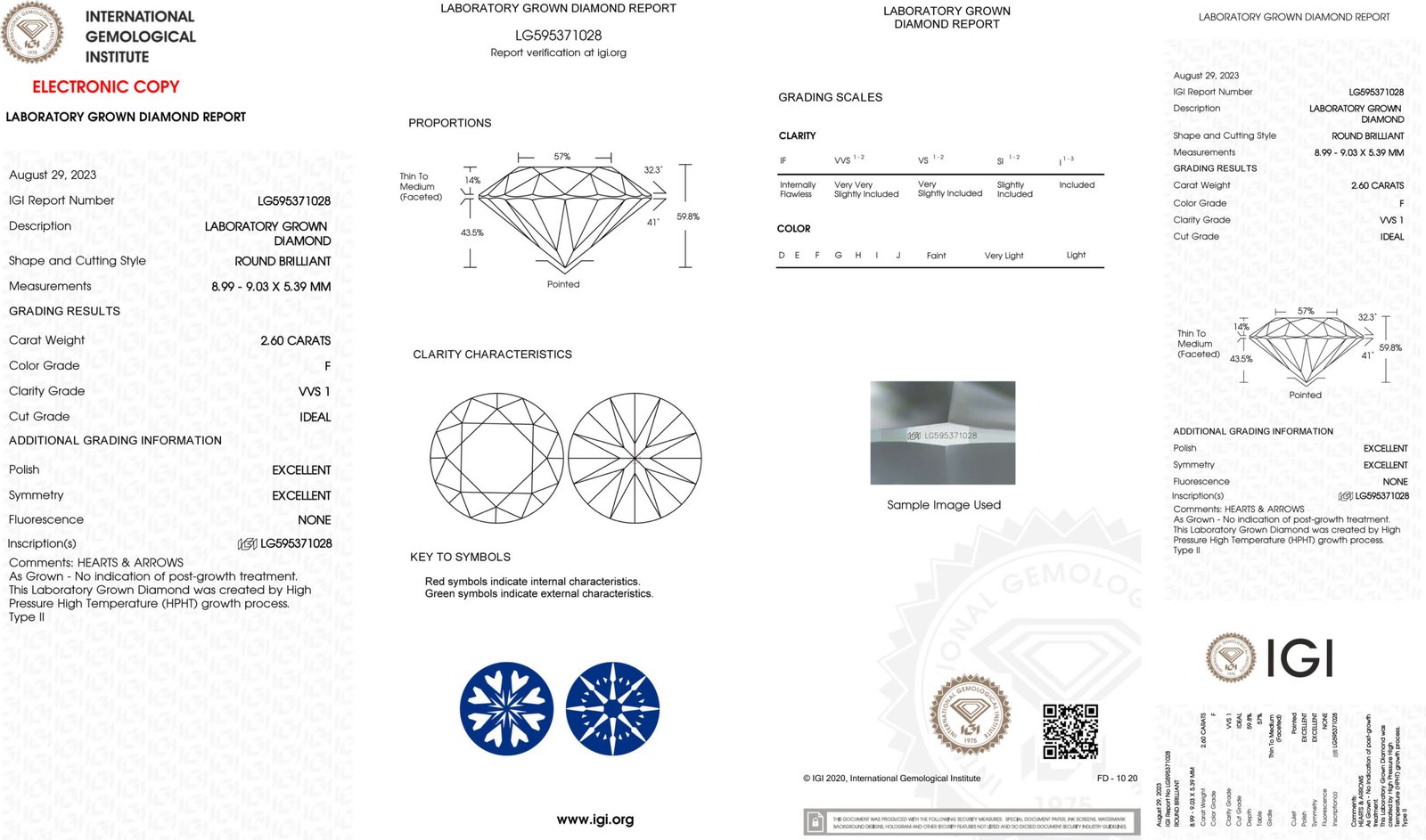 2.60ct F VVS1 round cut lab grown diamond