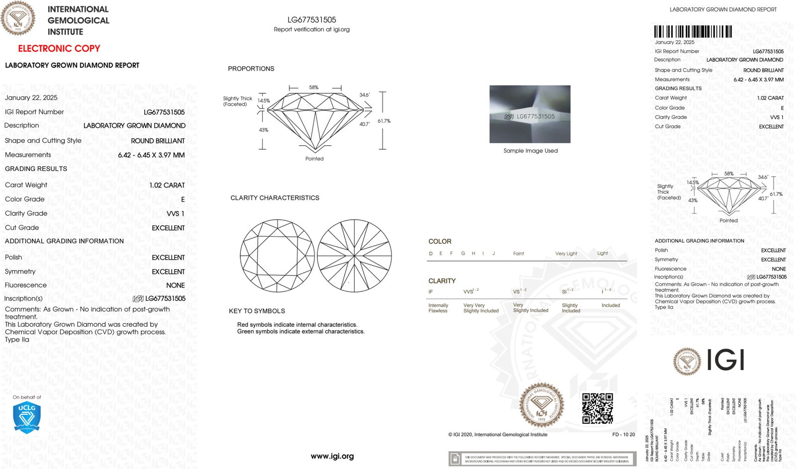 1.02ct F VVS1 round cut lab grown diamond 1.02ct F VVS1 round cut lab grown diamond