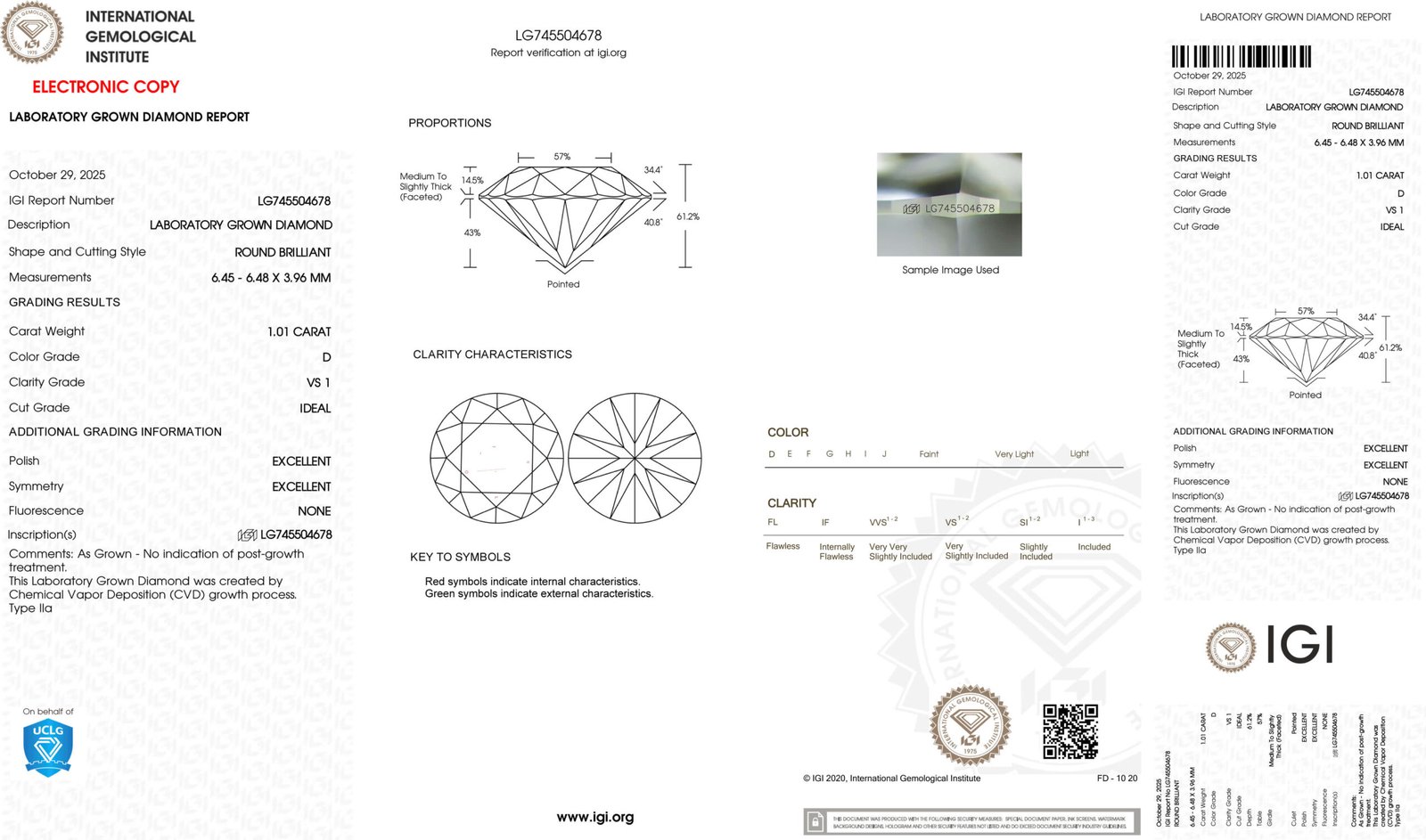 1.01ct E VS1 round cut lab grown diamond 1.01ct E VS1 round cut lab grown diamond