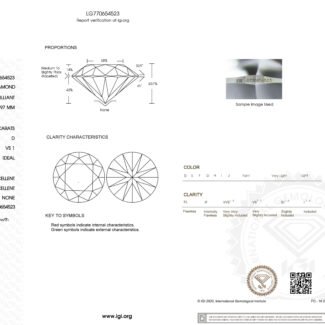 2.03ct D VS1 round cut lab grown diamond