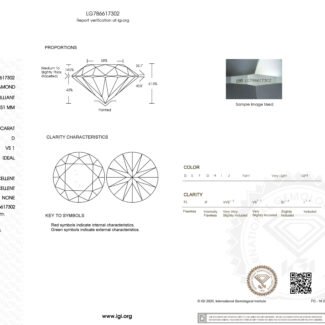 1.50ct D VS1 round cut lab grown diamond