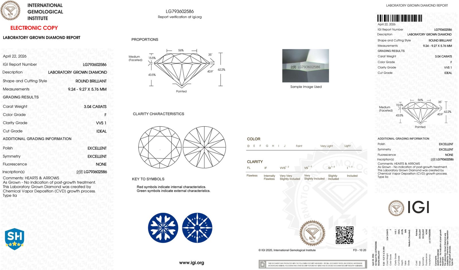 3.04ct F VVS1 round cut lab grown diamond 3.04ct F VVS1 round cut lab grown diamond