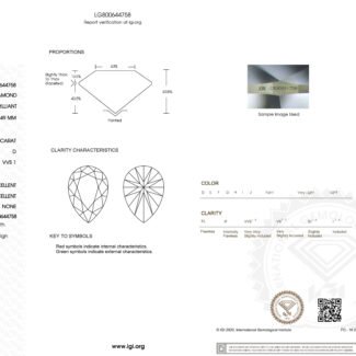 1.08ct D VVS1 pear cut lab grown diamond