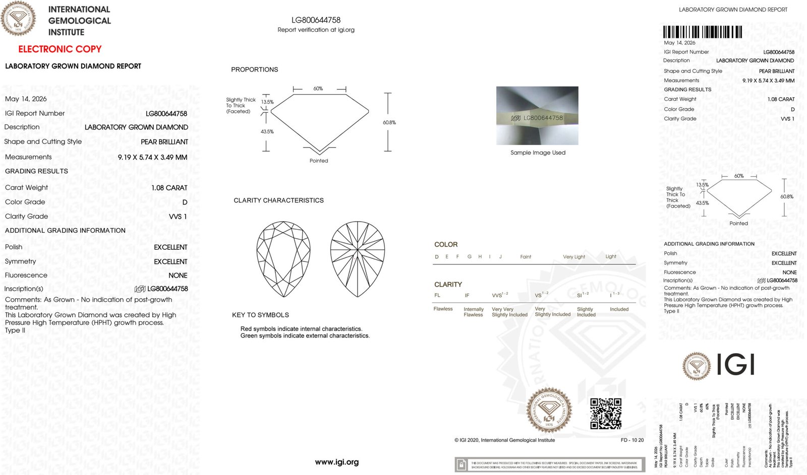 1.08ct D VVS1 pear cut lab grown diamond 1.08ct D VVS1 pear cut lab grown diamond