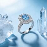 Halo setting cushion cut lab grown diamond engagement ring