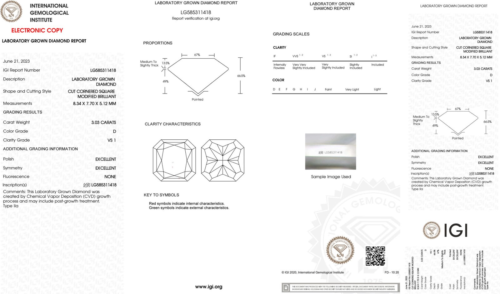 3.03ct D VS1 radiant cut lab grown diamond 3.03ct D VS1 radiant cut lab grown diamond