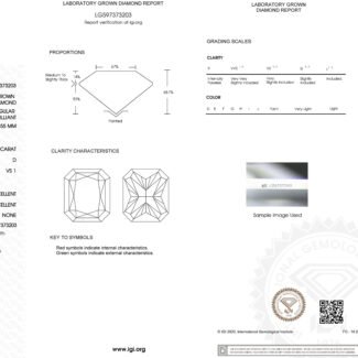 1.06ct D VS1 radiant cut lab grown diamond