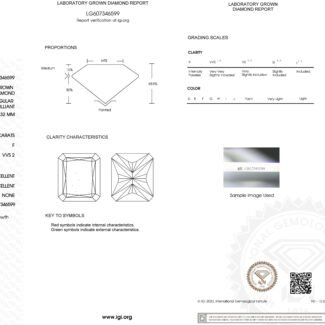 2.10ct F VVS2 radiant cut lab grown diamond