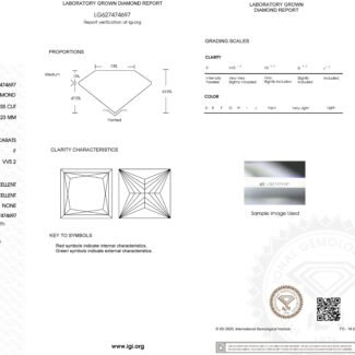 3.22ct F VVS2 princess cut lab grown diamond