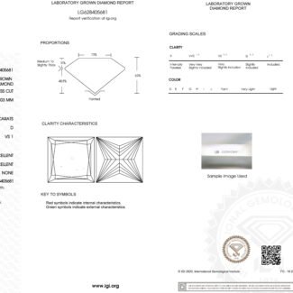 3.03ct D VS1 princess cut lab grown diamond