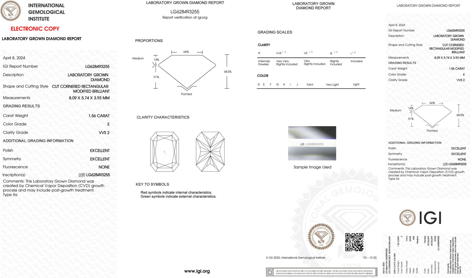 1.56ct E VVS2 radiant cut lab grown diamond 1.56ct E VVS2 radiant cut lab grown diamond