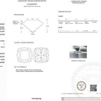 1.55ct F VVS2 cushion cut lab grown diamond