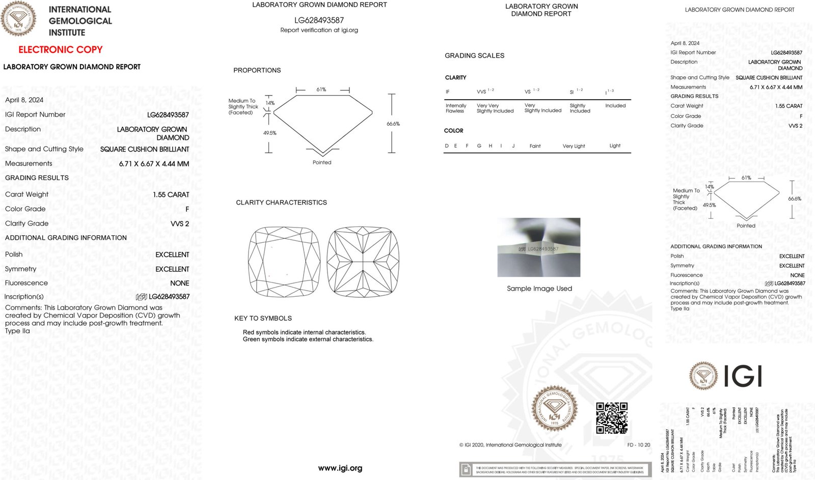 1.55ct F VVS2 cushion cut lab grown diamond 1.55ct F VVS2 cushion cut lab grown diamond
