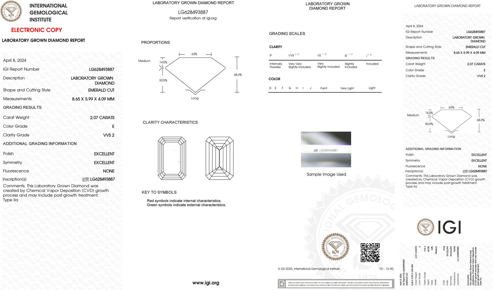 2.07ct E VVS2 Emerald cut lab grown diamond 2.07ct E VVS2 Emerald cut lab grown diamond