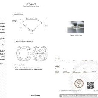 1.54ct E VS1 cushion cut lab grown diamond