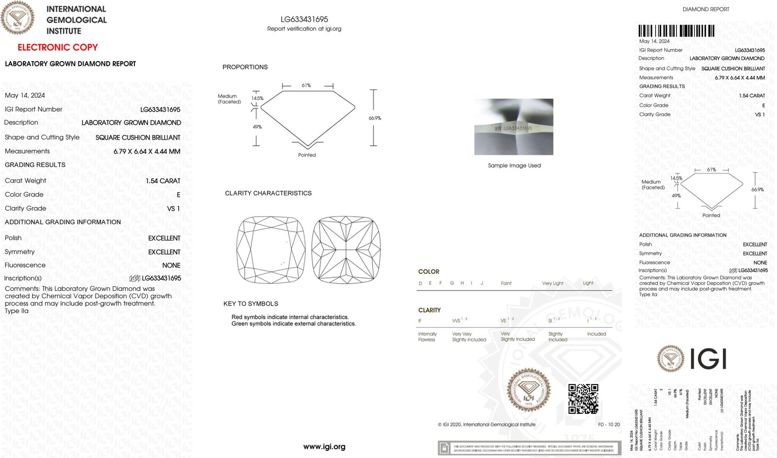 1.54ct E VS1 cushion cut lab grown diamond 1.54ct E VS1 cushion cut lab grown diamond