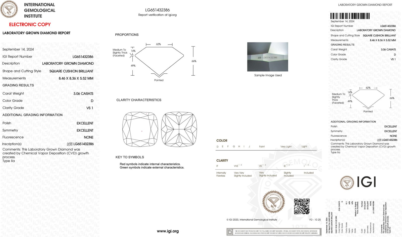 3.06ct D VS1 cushion cut lab grown diamond 3.06ct D VS1 cushion cut lab grown diamond