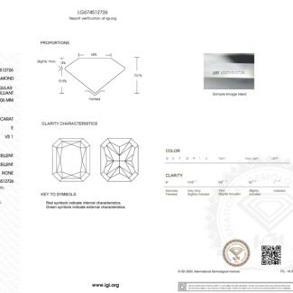 1.56ct E VS1 radiant cut lab grown diamond