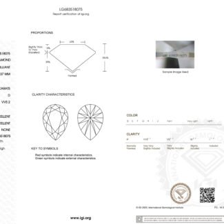 2.22ct D VVS2 pear cut lab grown diamond