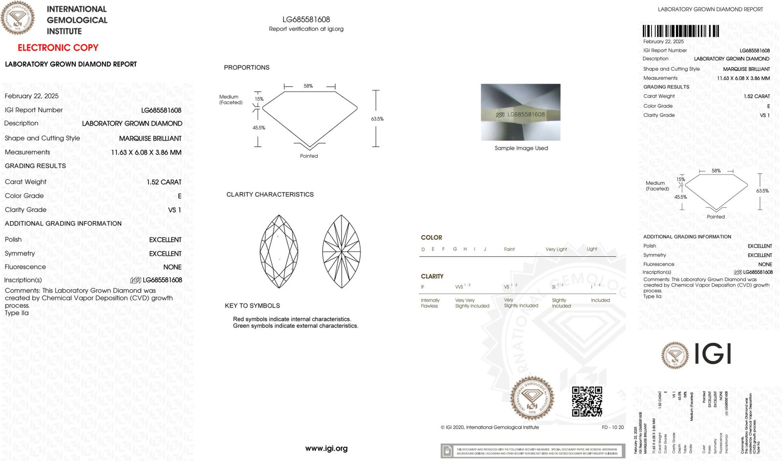 1.52ct E VS1 marquise cut lab grown diamond 1.52ct E VS1 marquise cut lab grown diamond