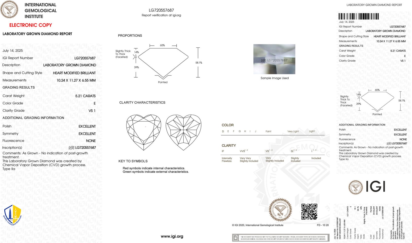 5.21ct E VS1 heart cut lab grown diamond