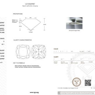 2.02ct D VS1 cushion cut lab grown diamond
