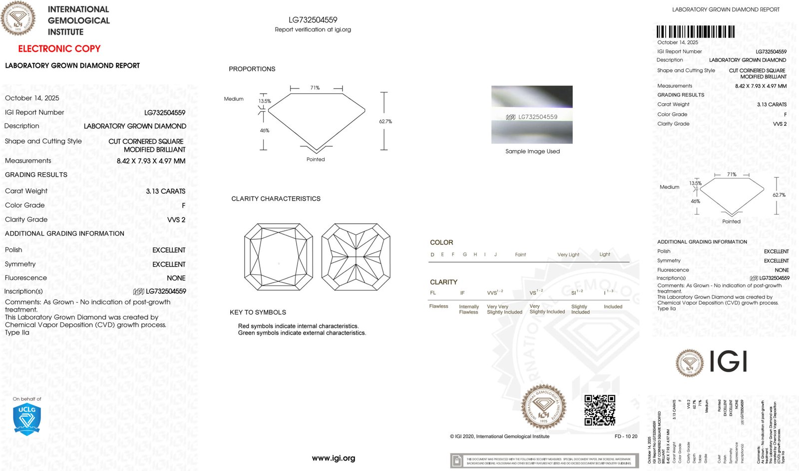 3.13ct F VVS2 radiant cut lab grown diamond 3.13ct F VVS2 radiant cut lab grown diamond