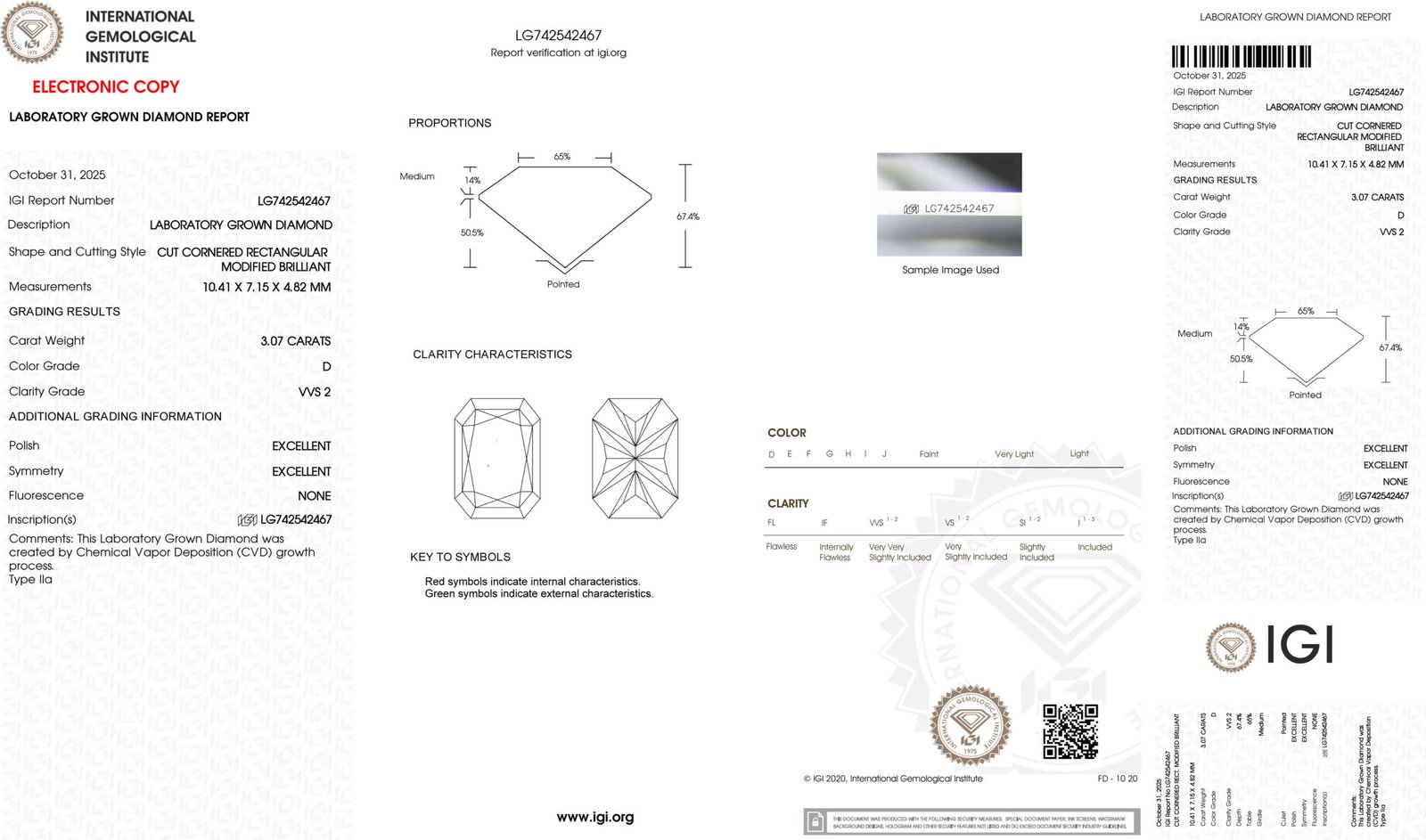 3.07ct D VVS2 radiant cut lab grown diamond 3.07ct D VVS2 radiant cut lab grown diamond