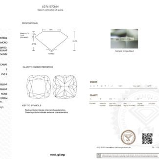 1.51ct E VVS2 cushion cut lab grown diamond