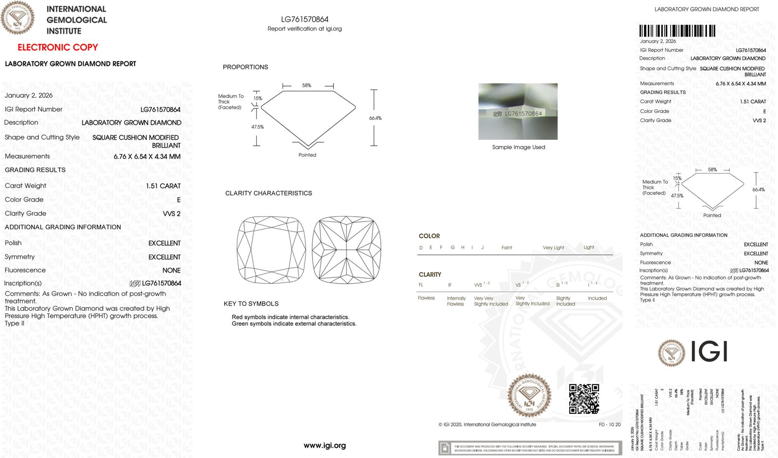 1.51ct E VVS2 cushion cut lab grown diamond 1.51ct E VVS2 cushion cut lab grown diamond