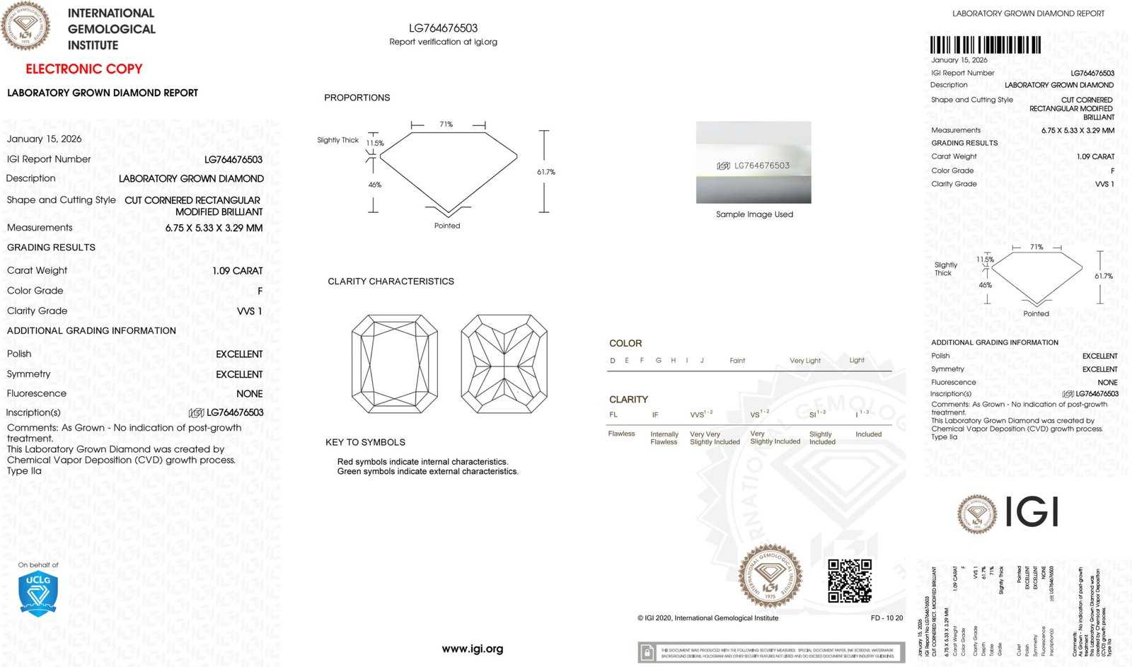 1.09ct F VVS1 radiant cut lab grown diamond 1.09ct F VVS1 radiant cut lab grown diamond