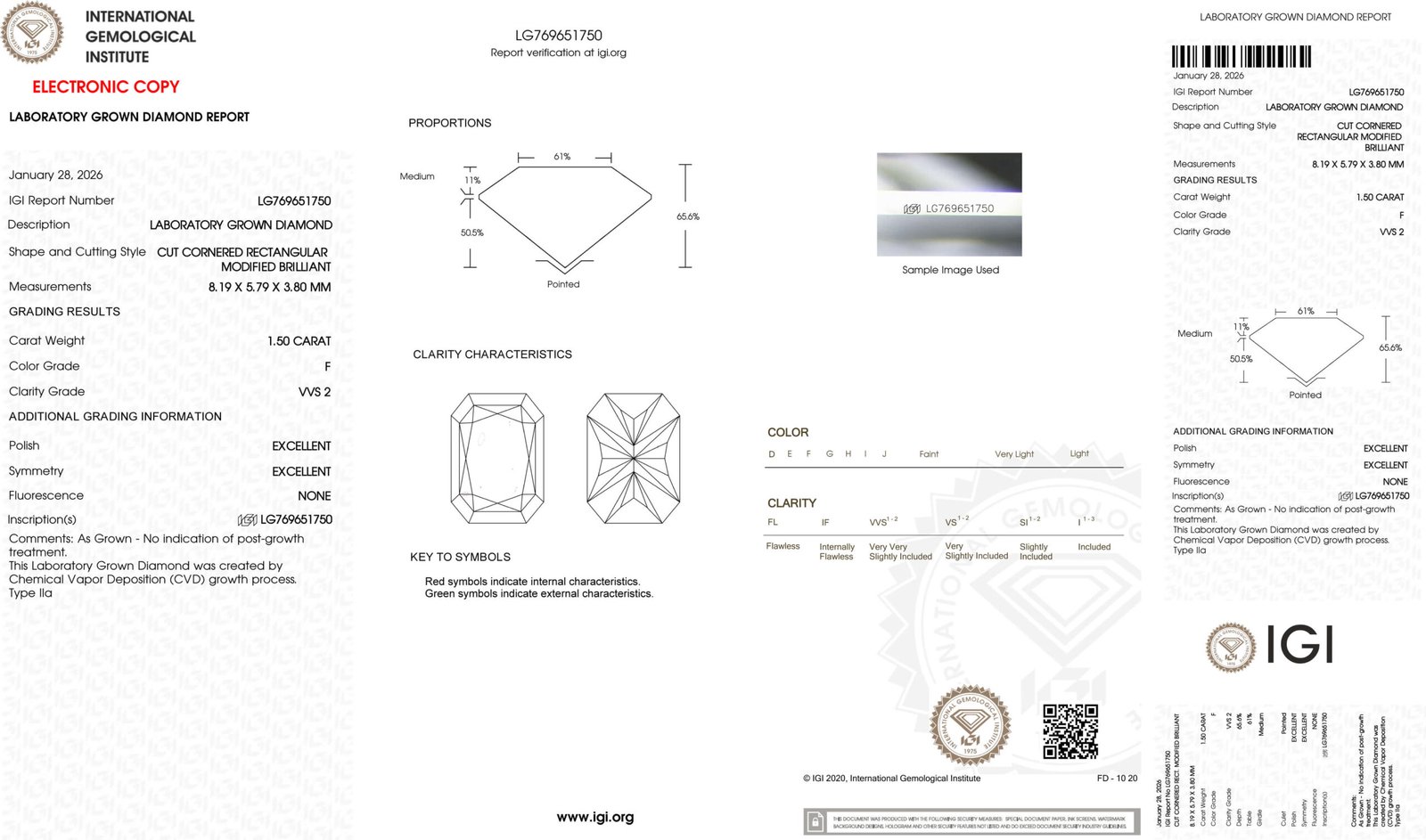 1.50ct F VVS2 radiant cut lab grown diamond 1.50ct F VVS2 radiant cut lab grown diamond