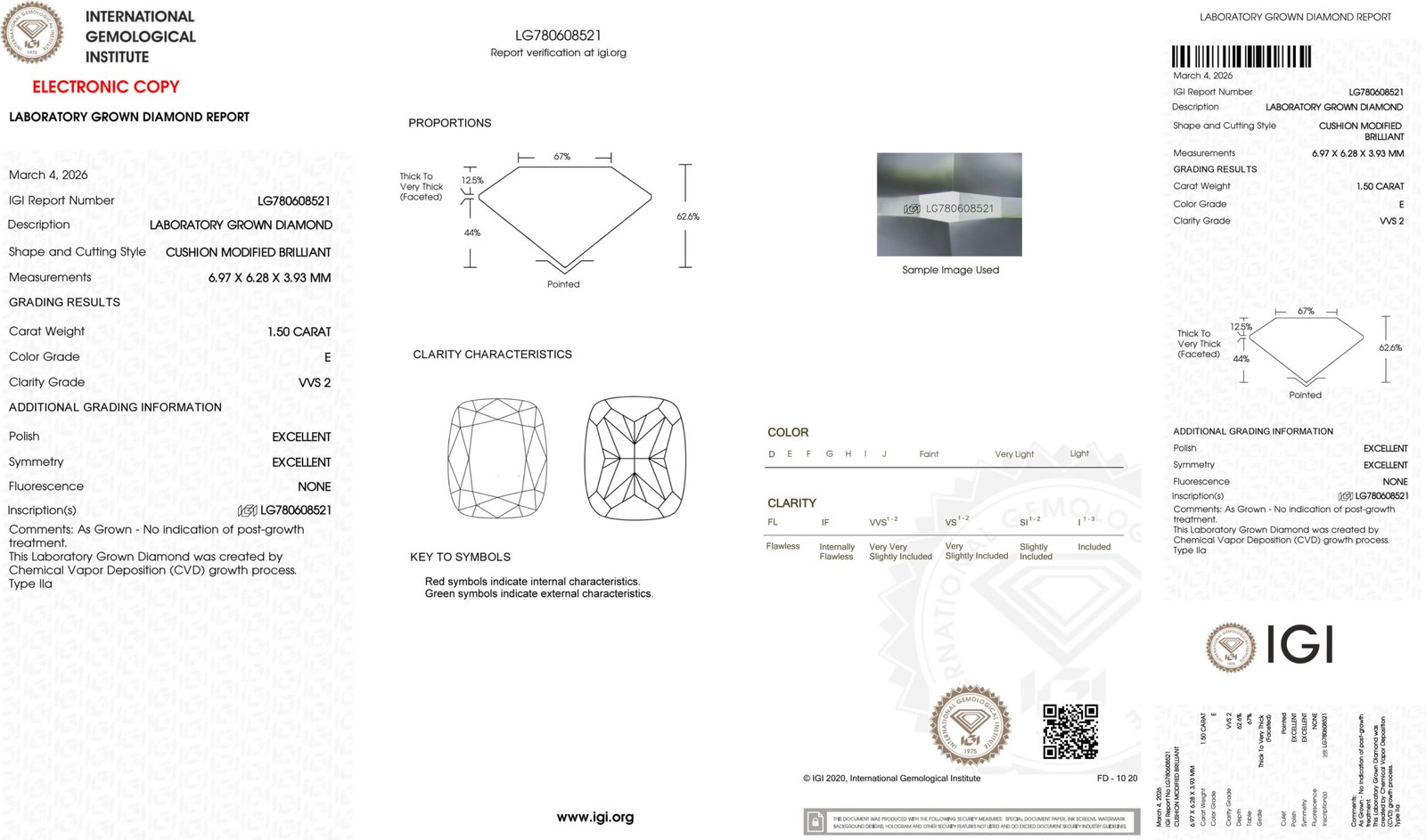 1.50ct E VVS2 cushion cut lab grown diamond 1.50ct E VVS2 cushion cut lab grown diamond