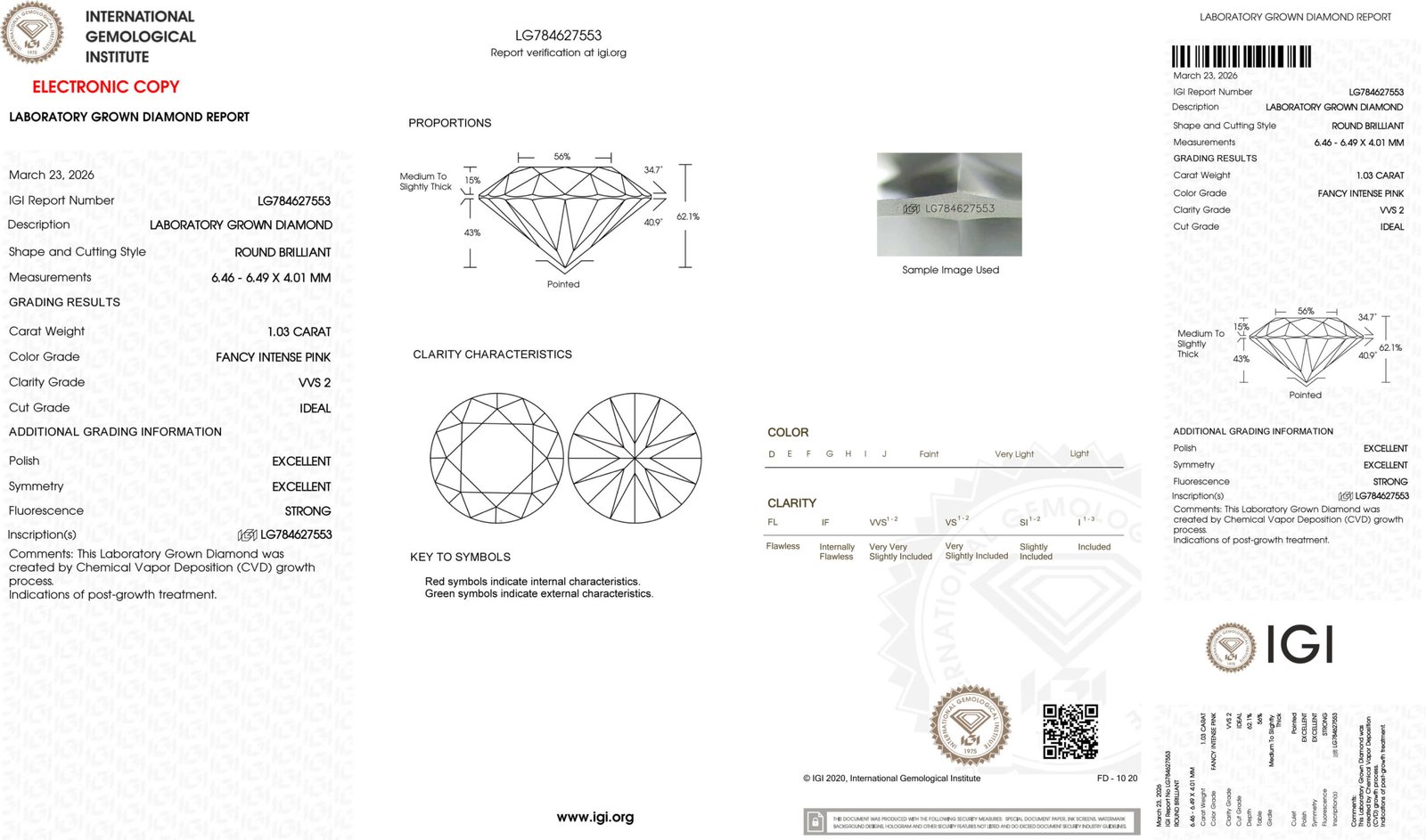 1.03ct round cut fancy intense pink lab grown diamond 1.03ct round cut fancy intense pink lab grown diamond
