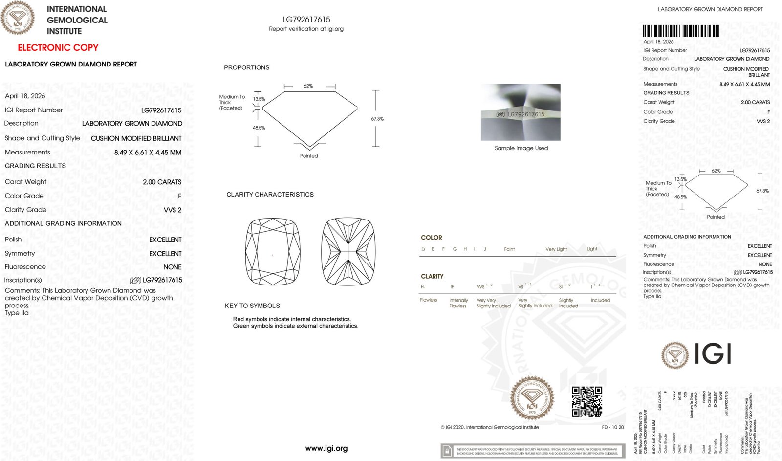2.00ct F VVS2 cushion cut lab grown diamond 2.00ct F VVS2 cushion cut lab grown diamond
