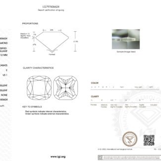 3.05ct E VS1 cushion cut lab grown diamond