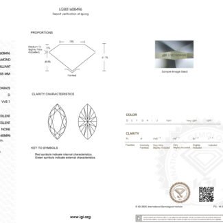 2.04ct D VVS1 marquise cut lab grown diamond