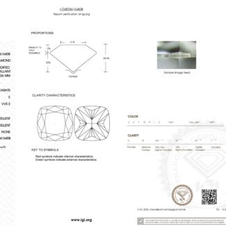 4.08ct E VVS2 cushion cut lab grown diamond