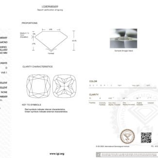 2.02ct D VVS1 cushion cut lab grown diamond