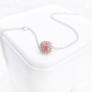 Cushion cut lab grown pink diamond bracelet