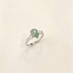 Pear cut lab grown diamond three stones engagement ring