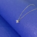 Round cut four-leaf clover lab grown diamond necklace