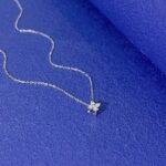 Round cut four-leaf clover lab grown diamond necklace