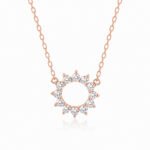 Sunflower wreath lab grown diamond pendant necklace