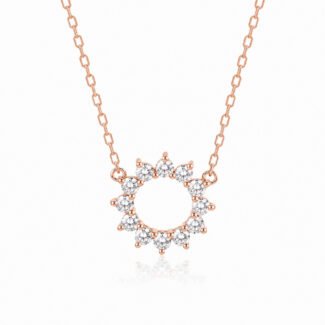 Sunflower wreath lab grown diamond pendant necklace