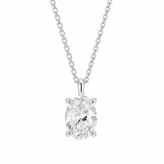 4 prongs oval cut lab grown diamond pendant necklace