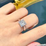 4 prongs princess cut lab grown diamond engagement ring