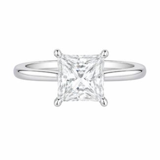 4 prongs princess cut lab grown diamond engagement ring