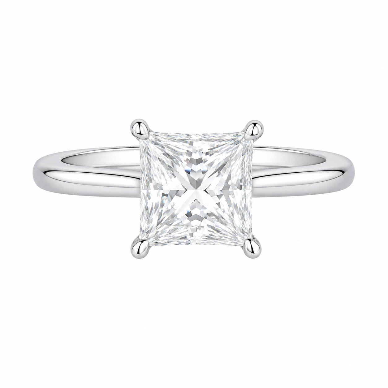 4 prongs princess cut lab grown diamond engagement ring